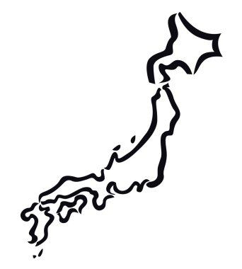 soyut siyah anahat Japonya Haritası