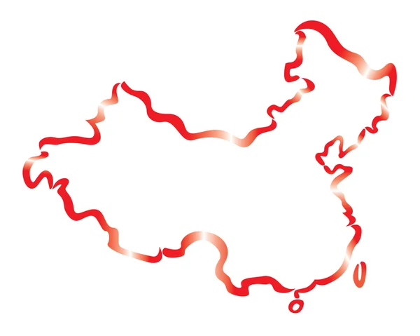 红色的中国地图的抽象轮廓 — Διανυσματικό Αρχείο