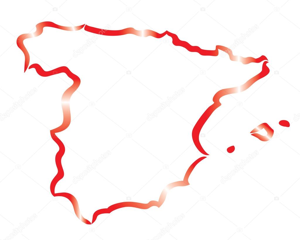 Red abstract outline of Spain map