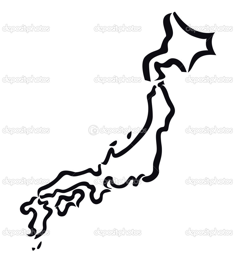 Abstract black outline of Japan map
