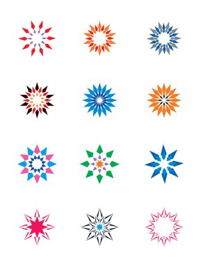 renkli soyut çiçek ve yıldız simgeler kümesi