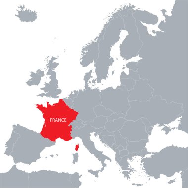 Avrupa Birliği haritası Fransa göstergesi ile