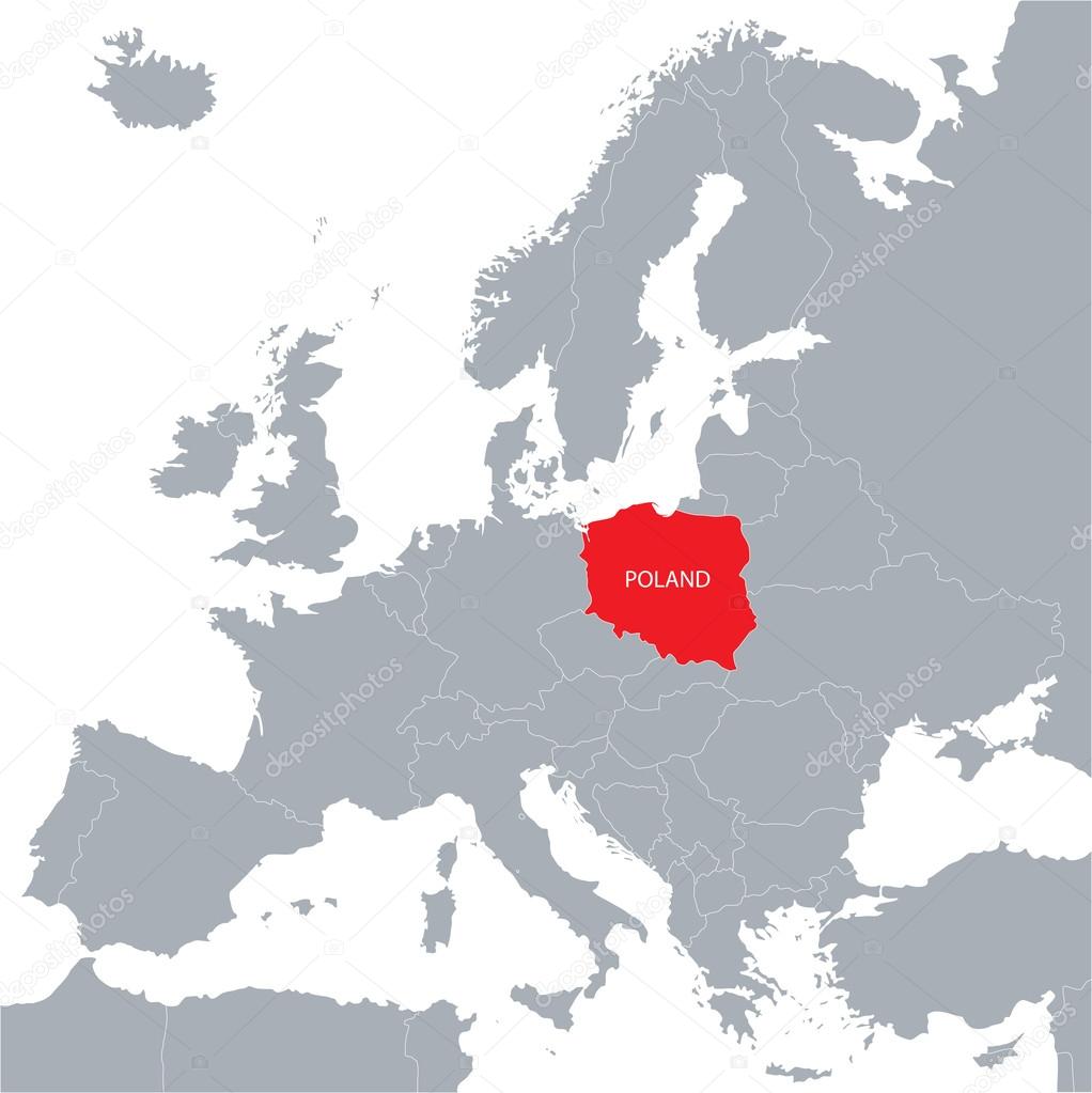 Map of European Union with the indication of Poland