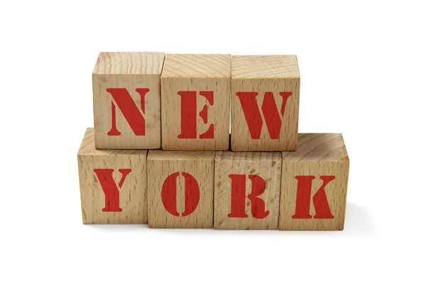 New York text on wood cubes isolated on white background — Stock Photo, Image