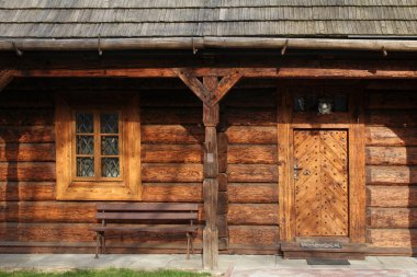 Front side of old traditional wooden house
