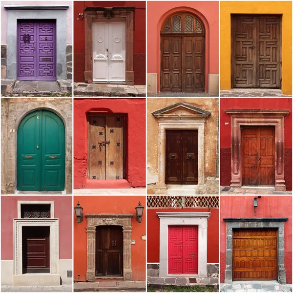 Collection of colorful mexican doors — Stock Photo, Image