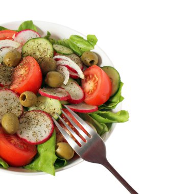 Kopya alanı ile taze sebze salatası