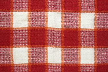 Kırmızı kareli masa örtüsü doku