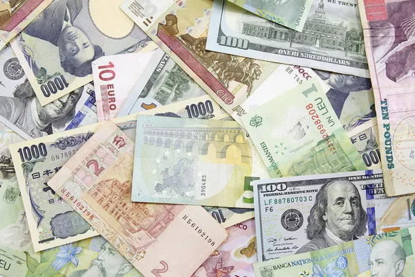 Different foreign currency background- concept of exchange rate — Stock Photo, Image