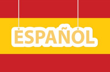 İspanyolca bayrak üzerinde espanol (İspanyolca dil) sancağı - vektör illüstrasyonu