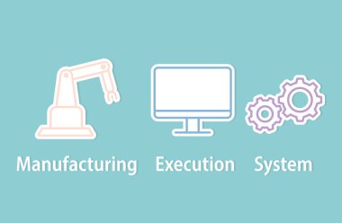 MES Üretim Uygulama Sistemi kavram- vektör illüstrasyonu