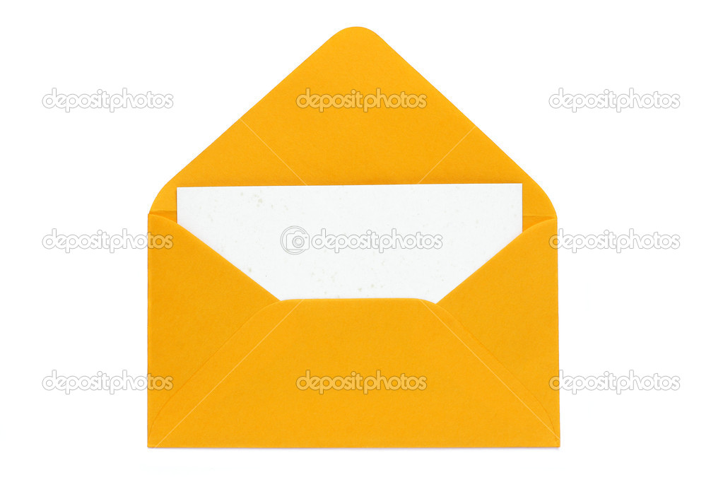 Orange open enveloped with blank card