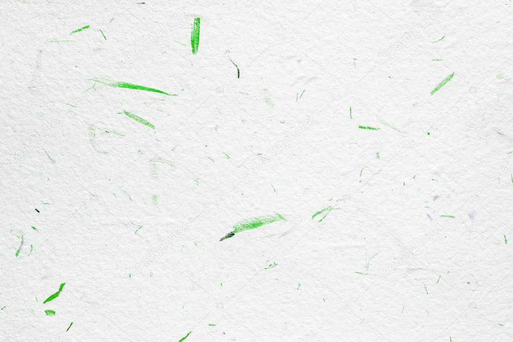 Handmade paper texture with green elements