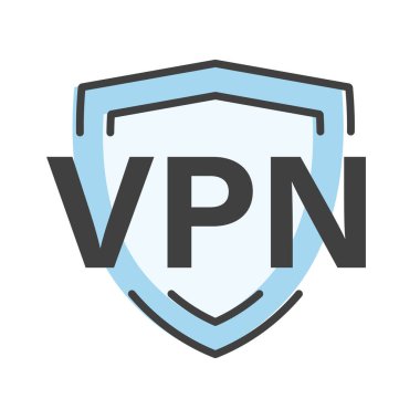 Kalkan simge-vektör illüstrasyonunda VPN (Sanal Özel Ağ) kısaltması