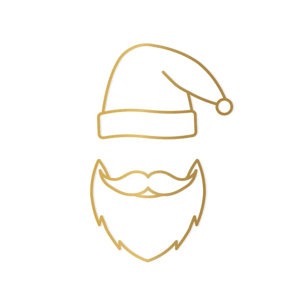 Chapéu Dourado Papai Noel Barba Bigode Feliz Natal Concepto Ilustração — Vetor de Stock