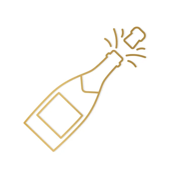 Botella Champán Oro Explosión Vítores Año Nuevo Eve Vector Ilustración — Archivo Imágenes Vectoriales