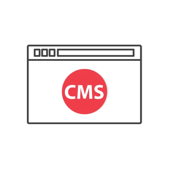 Cms Content Management System 首字母缩写和网页浏览器图标 向量说明 — 图库矢量图片