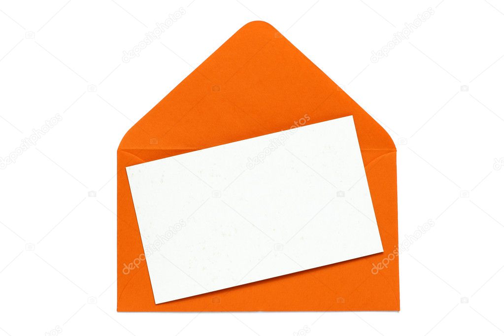 Orange open enveloped with blank card