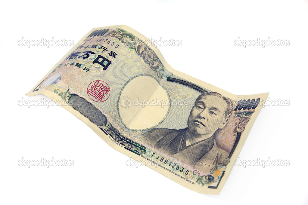 Ten tousand yen banknote on white background