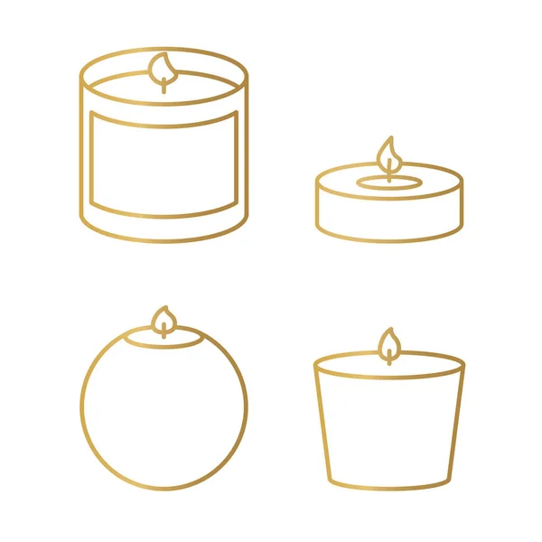 Oro Perfumado Vela Icono Conjunto Vector Ilustración — Archivo Imágenes Vectoriales