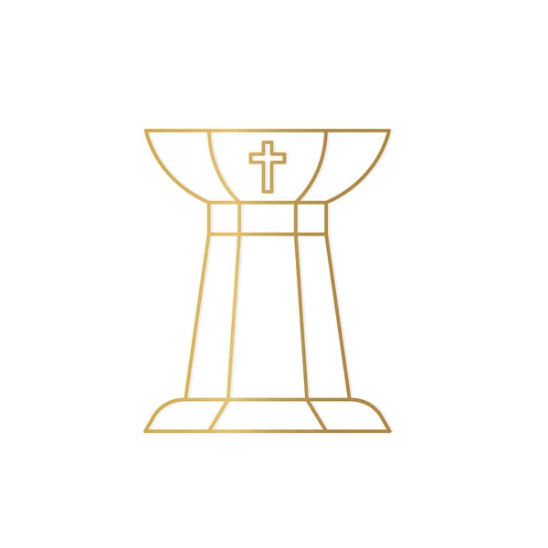 Golden Baptismal Fonte Icon Vetor Ilustração —  Vetores de Stock