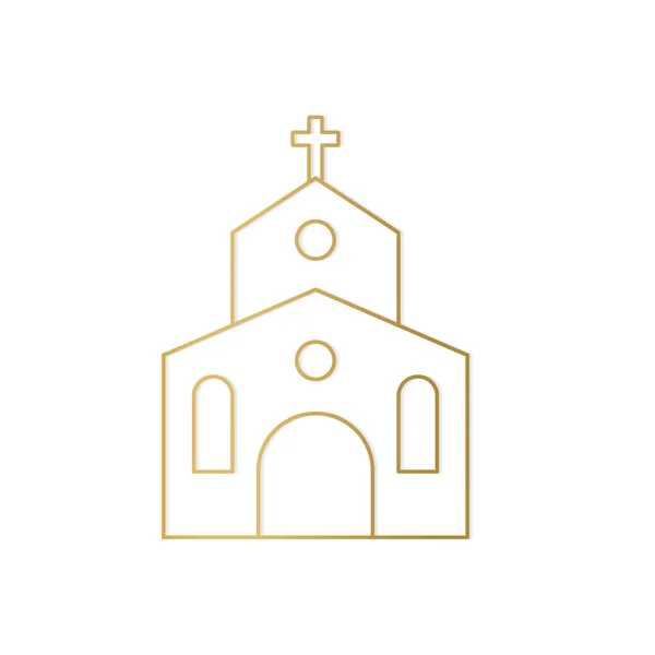 Gyllene Katolska Kyrkan Ikon Vektor Illustration — Stock vektor