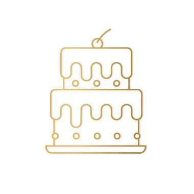 Altın doğum günü pasta simgesi - vektör illüstrasyonu