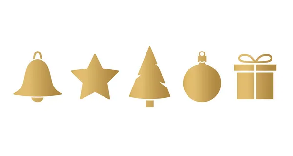 Elementos Natal Dourado Ilustração Vetorial — Vetor de Stock