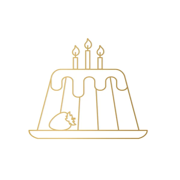 Icono Pastel Cumpleaños Oro Vector Ilustración — Archivo Imágenes Vectoriales