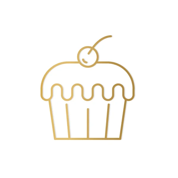 Bolinho Dourado Ícone Bolo Cupcake Ilustração Vetorial —  Vetores de Stock