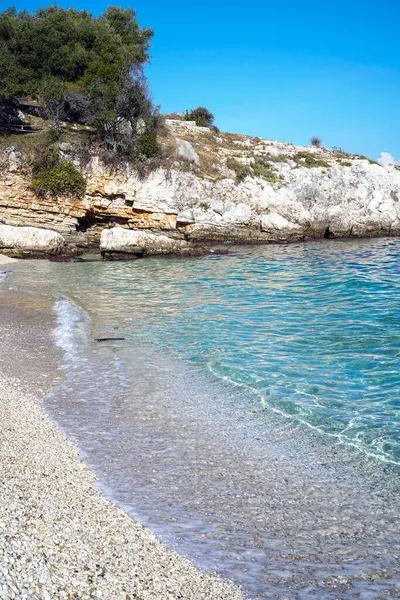 Gyönyörű Türkiz Bataria Strand Kassiopiban Korfu Görögország — Stock Fotó