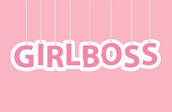 Розовое Слово Girlboss Висящее Струнах Векторная Иллюстрация — стоковый вектор