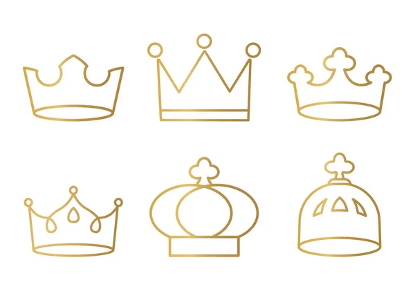黄金の冠のセット ベクトル図 — ストックベクタ