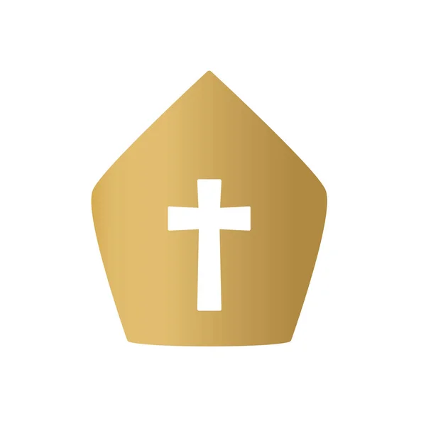 カトリックの司祭 教皇の帽子のアイコン ベクトル図 — ストックベクタ