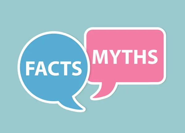 Fakta Dan Mitos Yang Ditulis Pada Gelembung Ucapan Ilustrasi Vektor - Stok Vektor