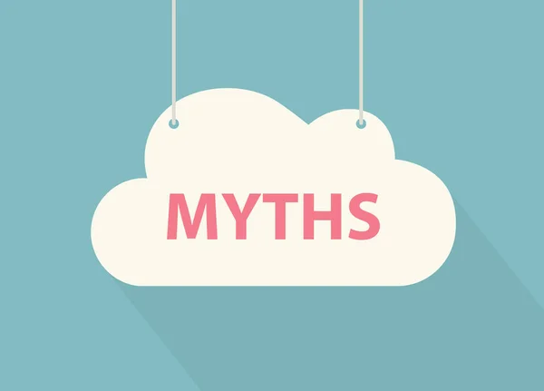 Myths Written Hanging Cloud Vector Illustration — Stock Vector