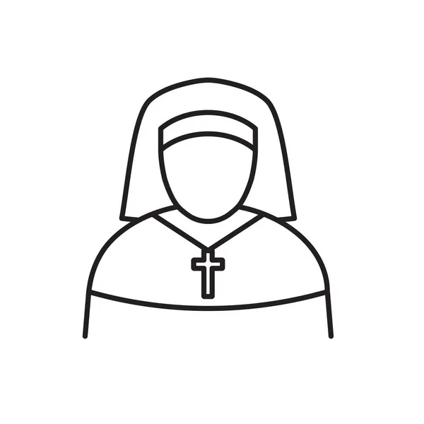 Katolsk Nunna Ikon Vektor Illustration — Stock vektor