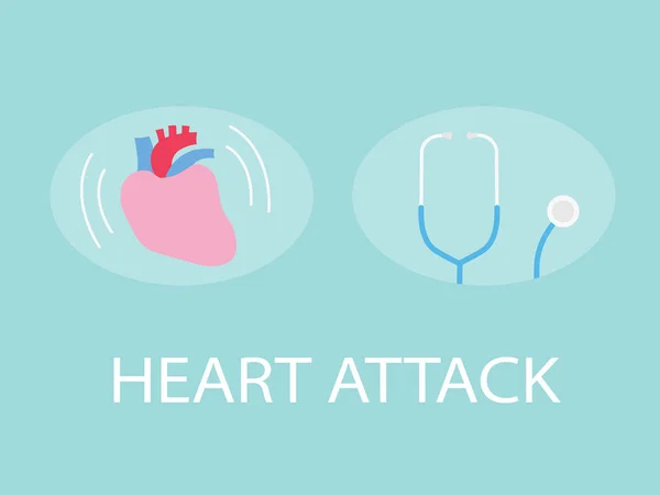 Heart Attack Concept Heart Stehoscope Icon Vector Illustration — Stock Vector
