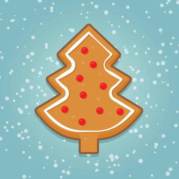 Niedlichen Lebkuchen Weihnachtsbaum Über Schnee Textur Vektor Illustration — Stockvektor