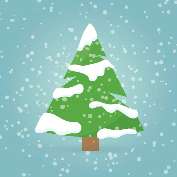 Weihnachtsbaum Bedeckt Mit Schnee Vektor Illustration — Stockvektor