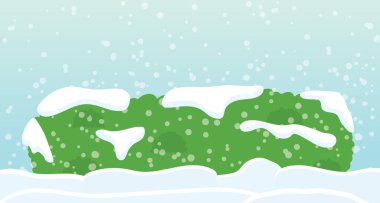 Kar vektörü çizimleriyle kaplı yeşil çalı