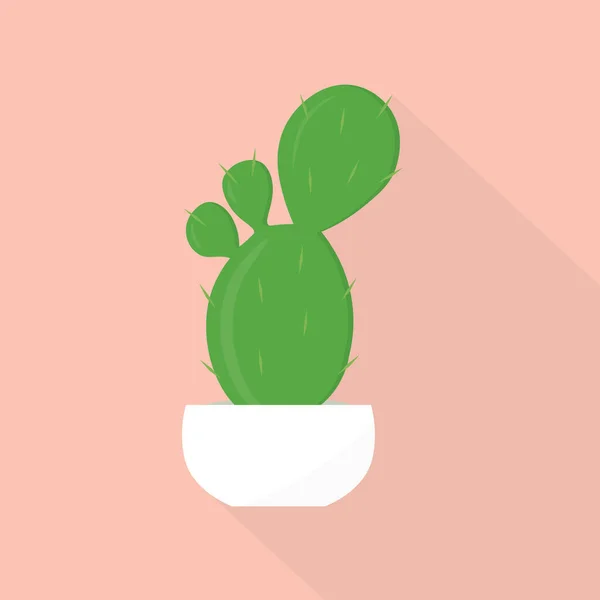 Zielona Roślina Kaktusa Białym Doniczce Ilustracja Wektor — Wektor stockowy
