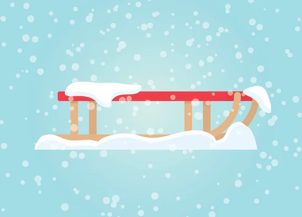 Červené Dřevěné Sáně Sněhovém Vektoru Ilustrace — Stockový vektor