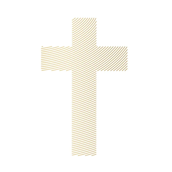 Goldenes Christliches Kreuz Ikonen Vektorillustration — Stockvektor