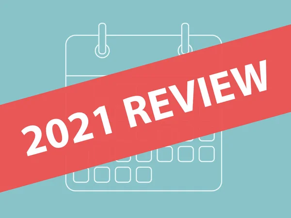 2021 Review Banner Calendar Outline Vector Illustration — 图库矢量图片