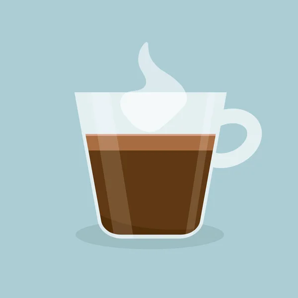 Espresso Glass Cup Steam Vector Illustration — Vetor de Stock