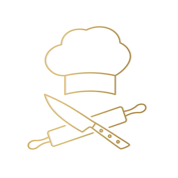 Golden Cook Chef Restaurant Symbol Vector Illustration — ストックベクタ