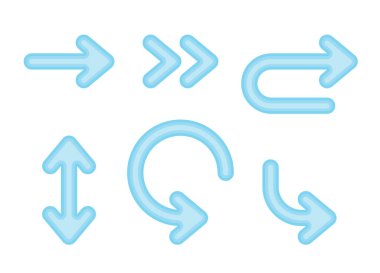 Mavi oklar koleksiyonu - vektör illüstrasyonu