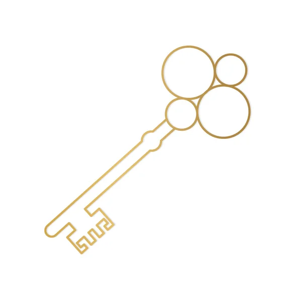 Golden Elegant Vintage Key Icon Vector Illustration — Vetor de Stock