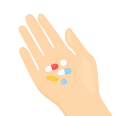 hand full of pills -vector illustration